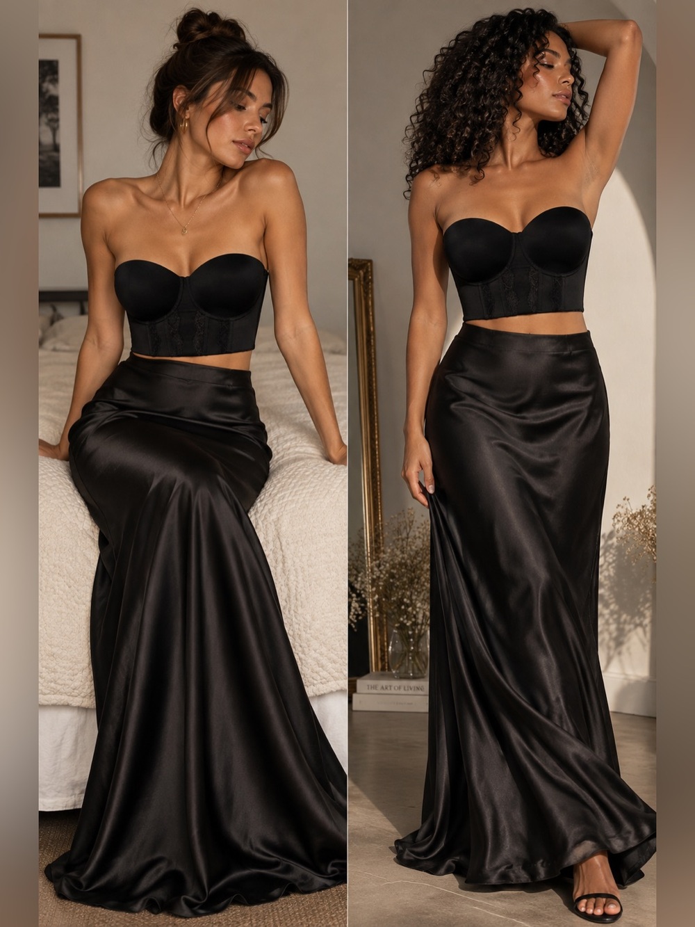 Parfait Elissa Full Busted Black Strapless Lace Detail Bustier Longline Bra